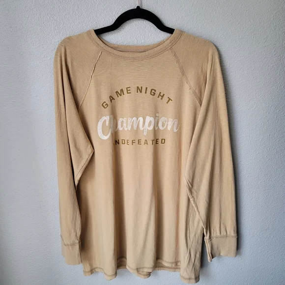 NWT Aerie Game Night Champion Long Sleeve Graphic Tee, Medium, Mustard Yellow - Picture 2 of 8